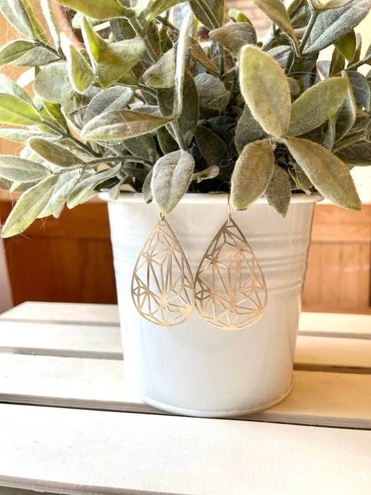 Brass Webbed Teardrop Earrings